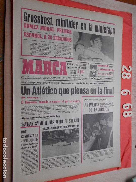 Coleccionismo deportivo: PERIODICO MARCA 28 DE JUNIO DE 1968 - Foto 1