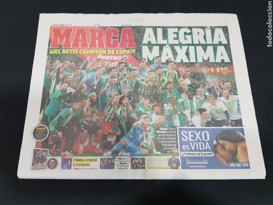 Sammelleidenschaft Sport: Marca Domingo 24 de Abril de 2022 F&uacute;tbol Betis campe&oacute;n Copa