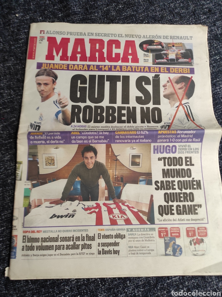 Sammelleidenschaft Sport: PERIODICO MARCA MARZO DE 2009 - GUTI, ROBBEN, FERNANDO ALONSO