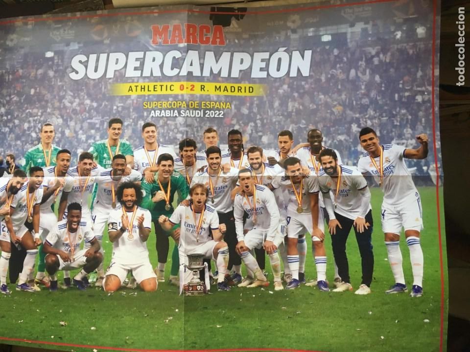 Sammelleidenschaft Sport: MARCA. POSTER: REAL MADRID SUPERCAMPE&Oacute;N / REVERSO: MODRIC. SUPERCOPA DE ESPA&Ntilde;A. 2022(P/D35)