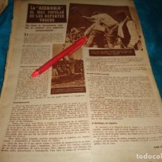 Coleccionismo deportivo: RECORTE : LA AIZKORA, EL MAS POPULAR DEPORTE VASCO. MARCA, DCMBRE 1949