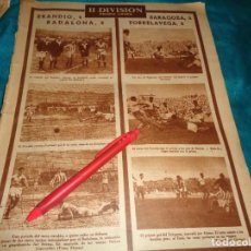 Coleccionismo deportivo: RECORTE : 2ª DIVISION : ERANDIO- BADALONA / ZARAGOZA-TORRELAVEGA. MARCA, DCMBRE 1949