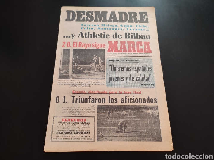 Colecionismo desportivo: 28/03/1974. TURQU&Iacute;A ESPA&Ntilde;A GRANADA LEVANTE MURCIA BILBAO ELCHE SAN ANDR&Eacute;S OVIEDO M&Aacute;LAGA RESTO JORNAD