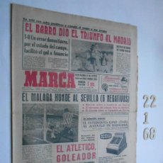 Coleccionismo deportivo: PERIODICO MARCA 22 DE ENERO DEL 1968 GANA EL MADRID, MALAGA HUNDE AL SEVILLA, ATLETICO