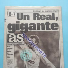 Coleccionismo deportivo: DIARIO AS 1984/1985 REAL MADRID 6-1 ANDERLECHT REMONTADA COPA UEFA 84/85 - BUTRAGUEÑO BERNABEU. Lote 362789405