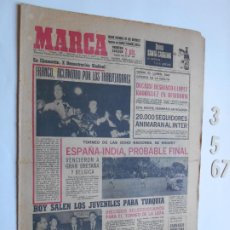 Coleccionismo deportivo: PERIODICO MARCA 3 DE MAYO DE 1967 FRANCO EN CHAMARTIN ACLAMADO