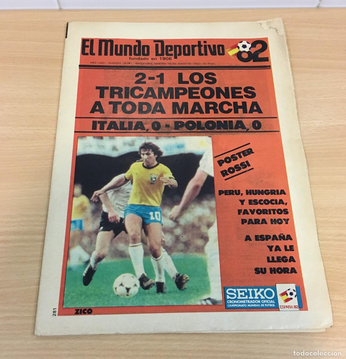 Coleccionismo deportivo: DIARIO EL MUNDO DEPORTIVO n&ordm; 18281 (JUNIO 1982) - MUNDIAL F&Uacute;TBOL ESPA&Ntilde;A 82 - P&Oacute;STER PAOLO ROSSI