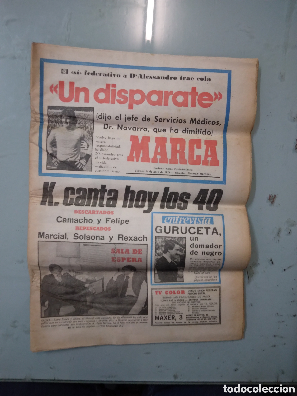 Sports collectibles: Diario Marca, 14.04.1973
