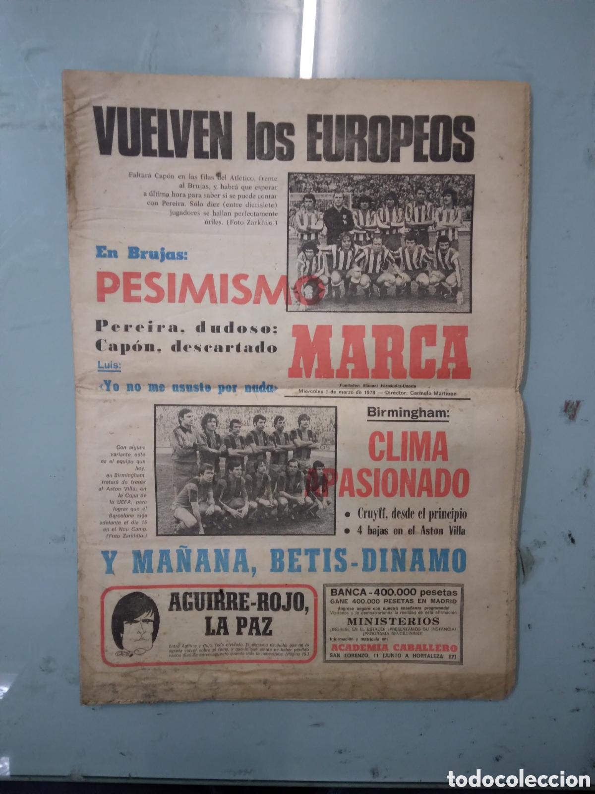 Sports collectibles: Diario Marca, 01.03.1973