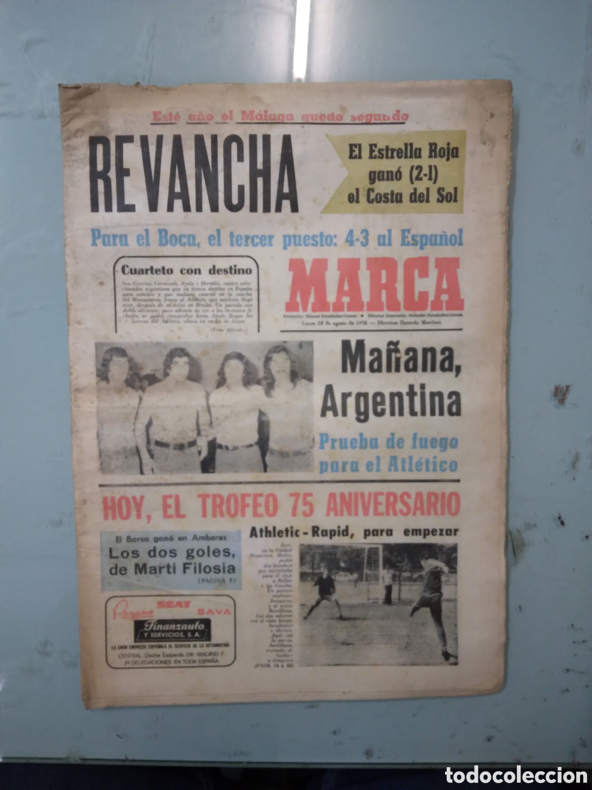 Sports collectibles: Diario Marca, 18.98.1973