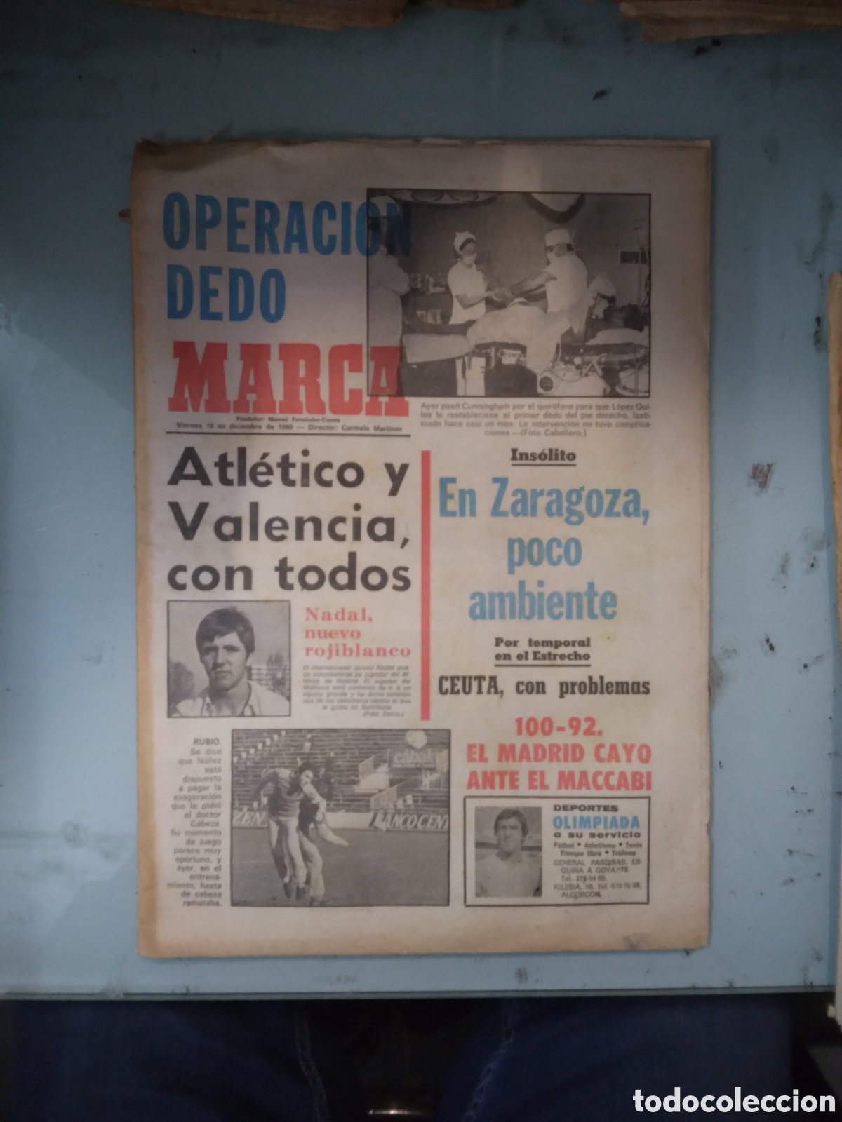 Sports collectibles: Diario Marca, 1980,12 diciembre