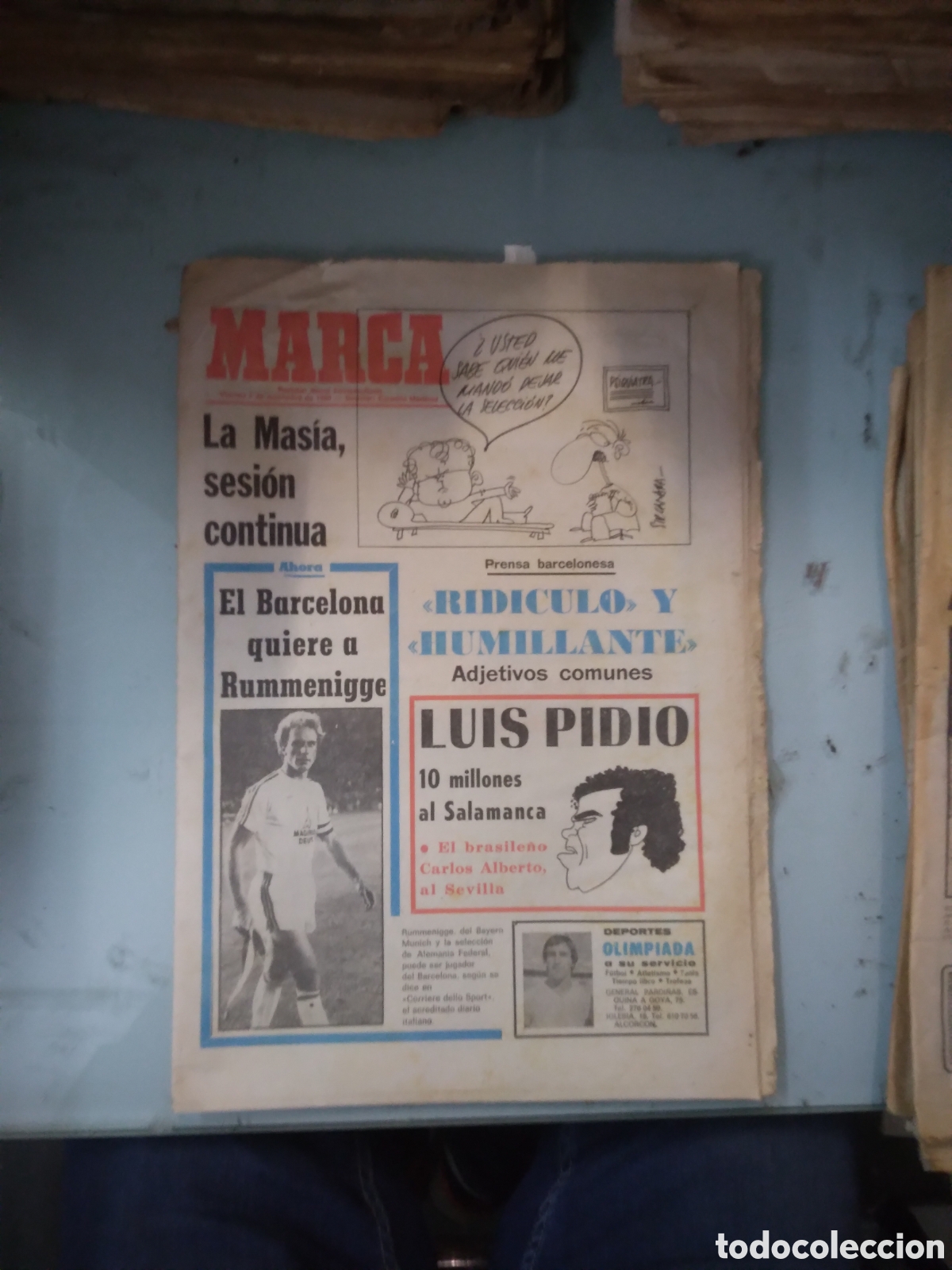Sports collectibles: Diario Marca, 1980, 7 noviembre