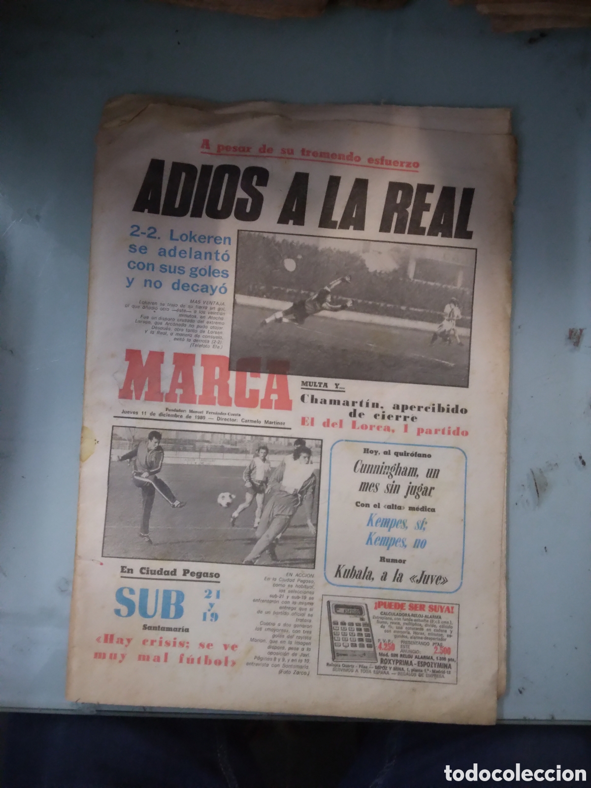 Sports collectibles: Diario Marca, 1980, 11 diciembre