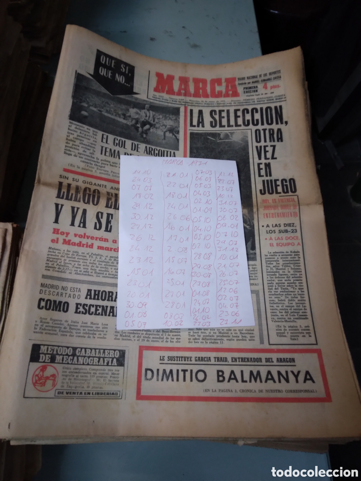 Coleccionismo deportivo: Diario Marca 1971, 150 ejemplares