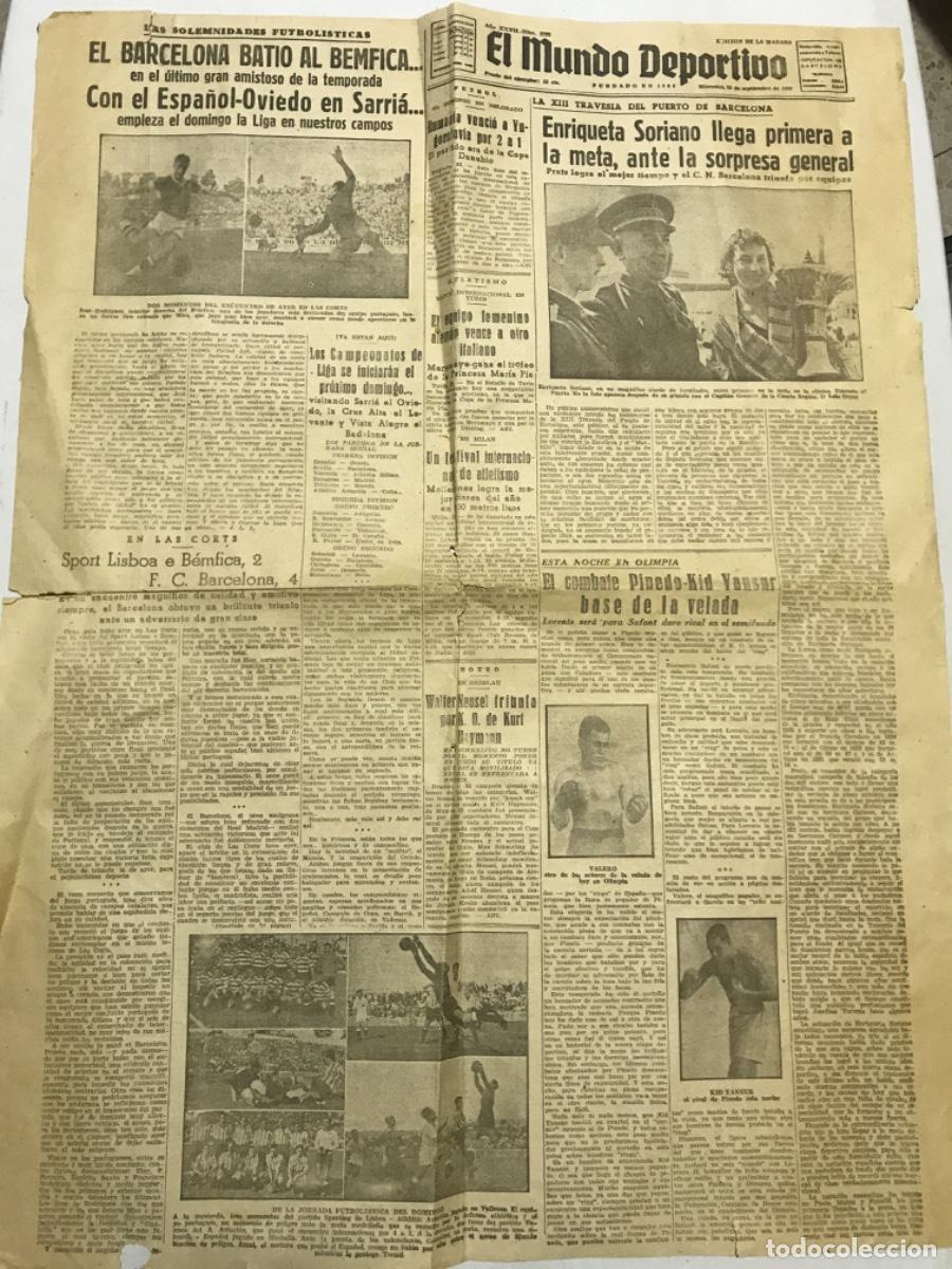 Sports collectibles: EL MUNDO DEPORTIVO. 25 septiembre 1940. Enriqueta Soriano. Pinedo kid yansur