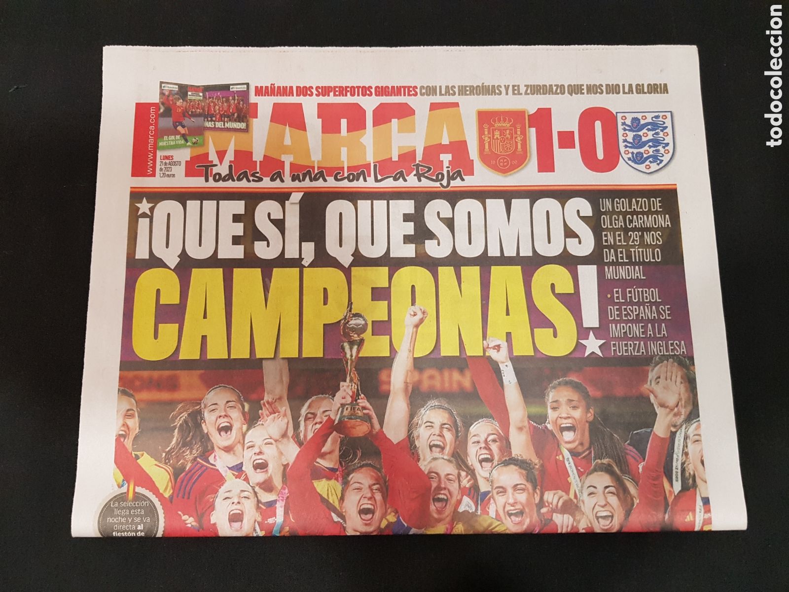 Collezionismo sportivo: Marca Lunes 21 Agosto 2023. F&uacute;tbol Femenino La Roja Campeonas del Mundo