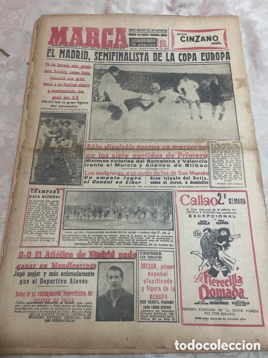 Coleccionismo deportivo: 30-01-1956 Partizan v Real Madrid copa Europa