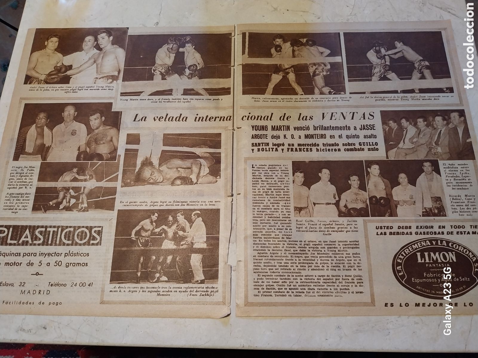 Colecionismo desportivo: BOXEO 1953. VELADA INTERNACIONAL DE LAS VENTAS . MARTIN ARGOTE SANTIN GUILLO BOLITA FRANCES