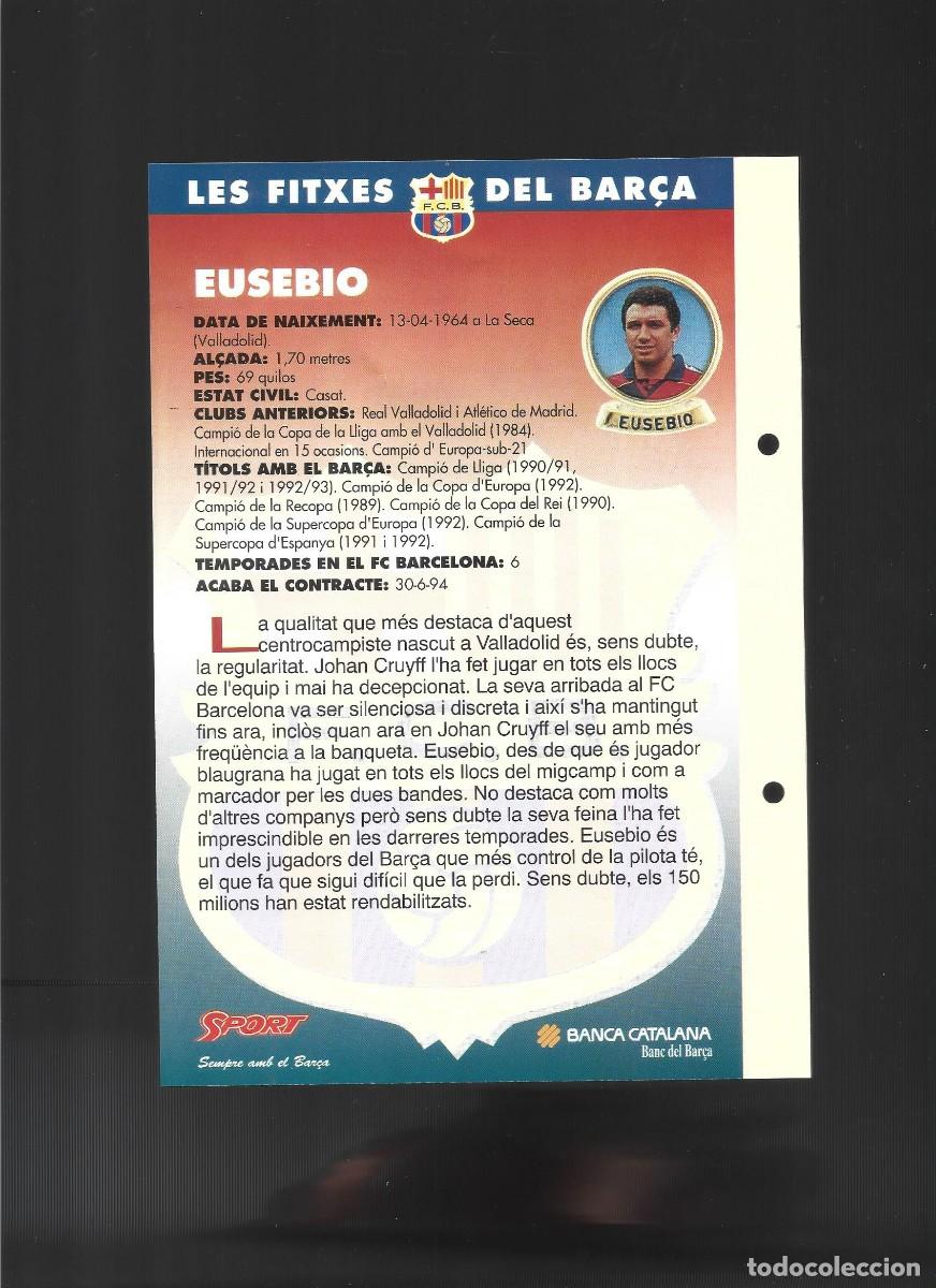Coleccionismo deportivo: 1 FICHA SPORT DEL BARCA EUSEBIO - Foto 2