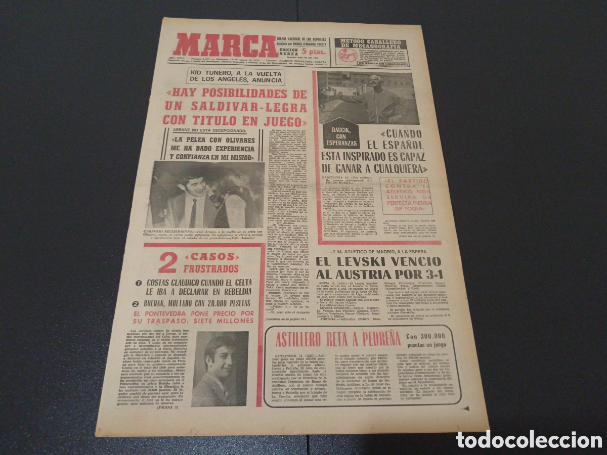 Coleccionismo deportivo: MARCA 19/08/1970 - Foto 1