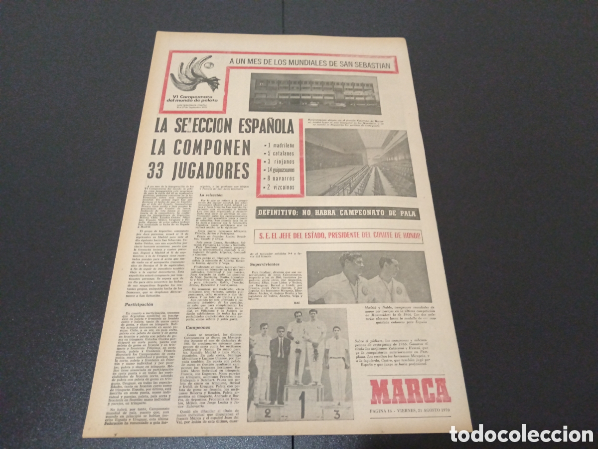 Coleccionismo deportivo: MARCA 21/08/1970 - Foto 6