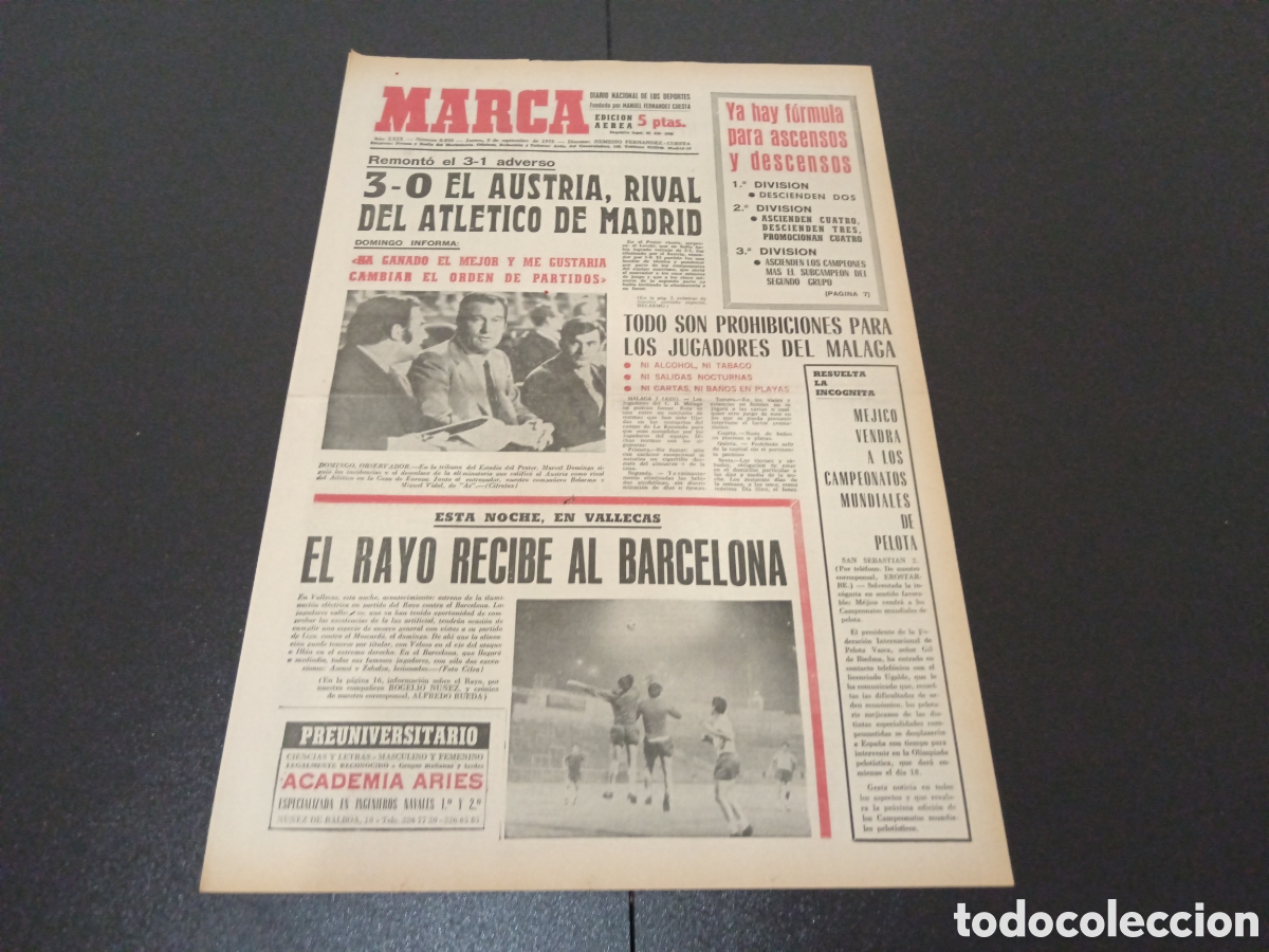 Coleccionismo deportivo: MARCA 03/09/1970 - Foto 1