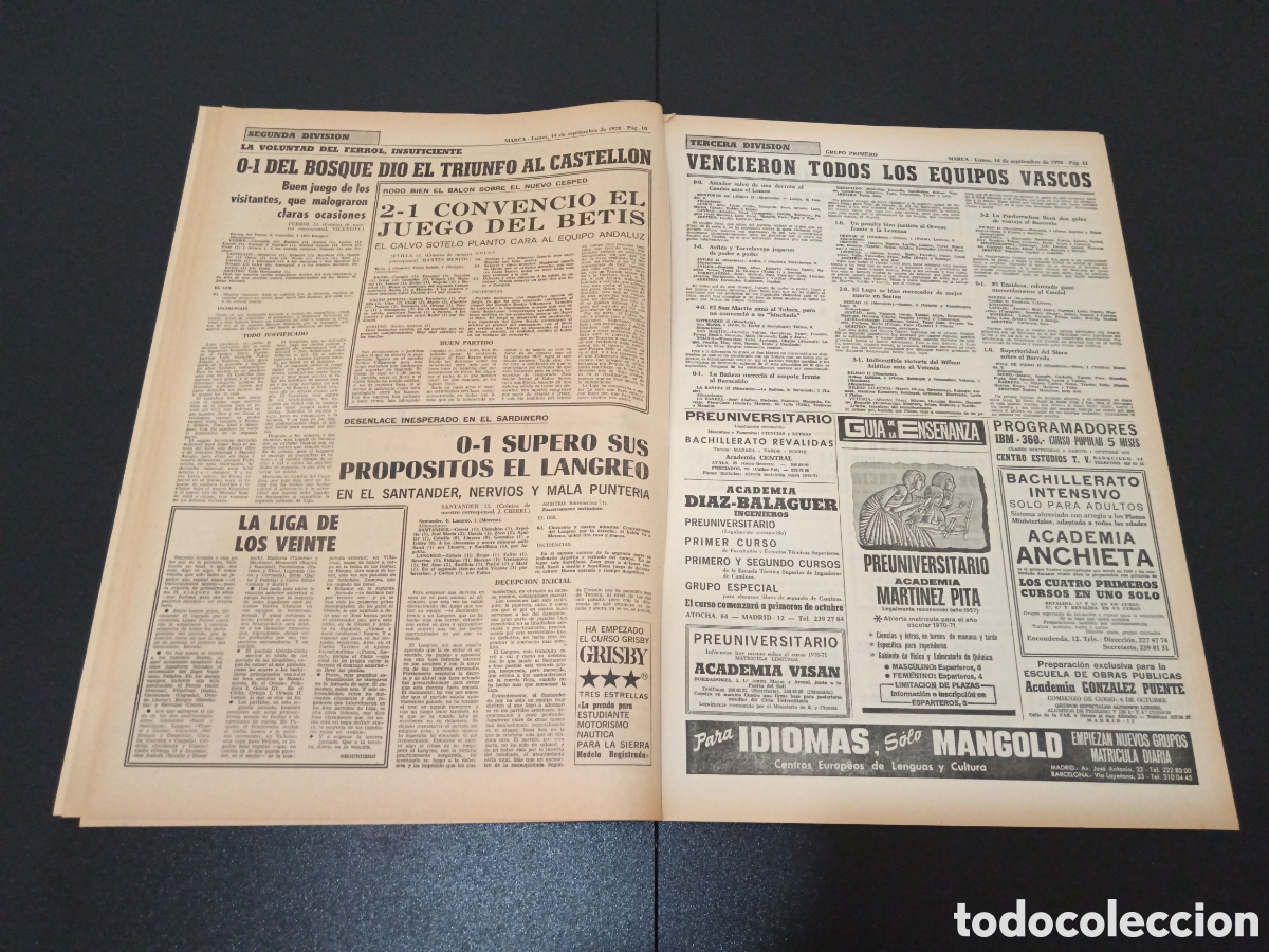 Coleccionismo deportivo: MARCA 14/09/1970 - Foto 6