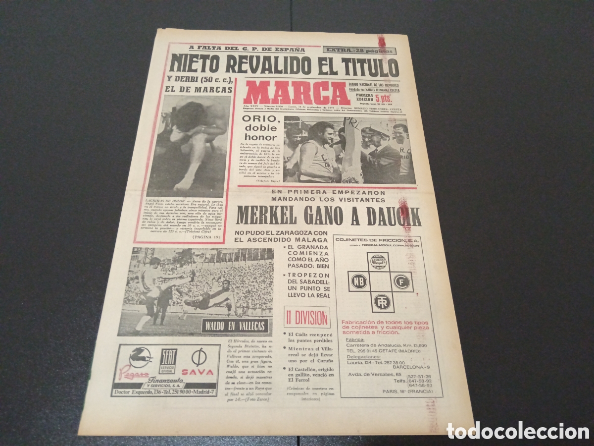 Coleccionismo deportivo: MARCA 14/09/1970 - Foto 1