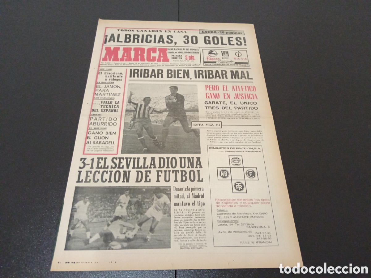 Coleccionismo deportivo: MARCA 21/09/1970 - Foto 1
