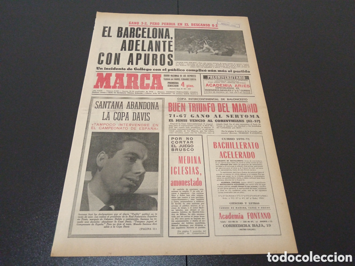 Coleccionismo deportivo: MARCA 24/09/1970 - Foto 1