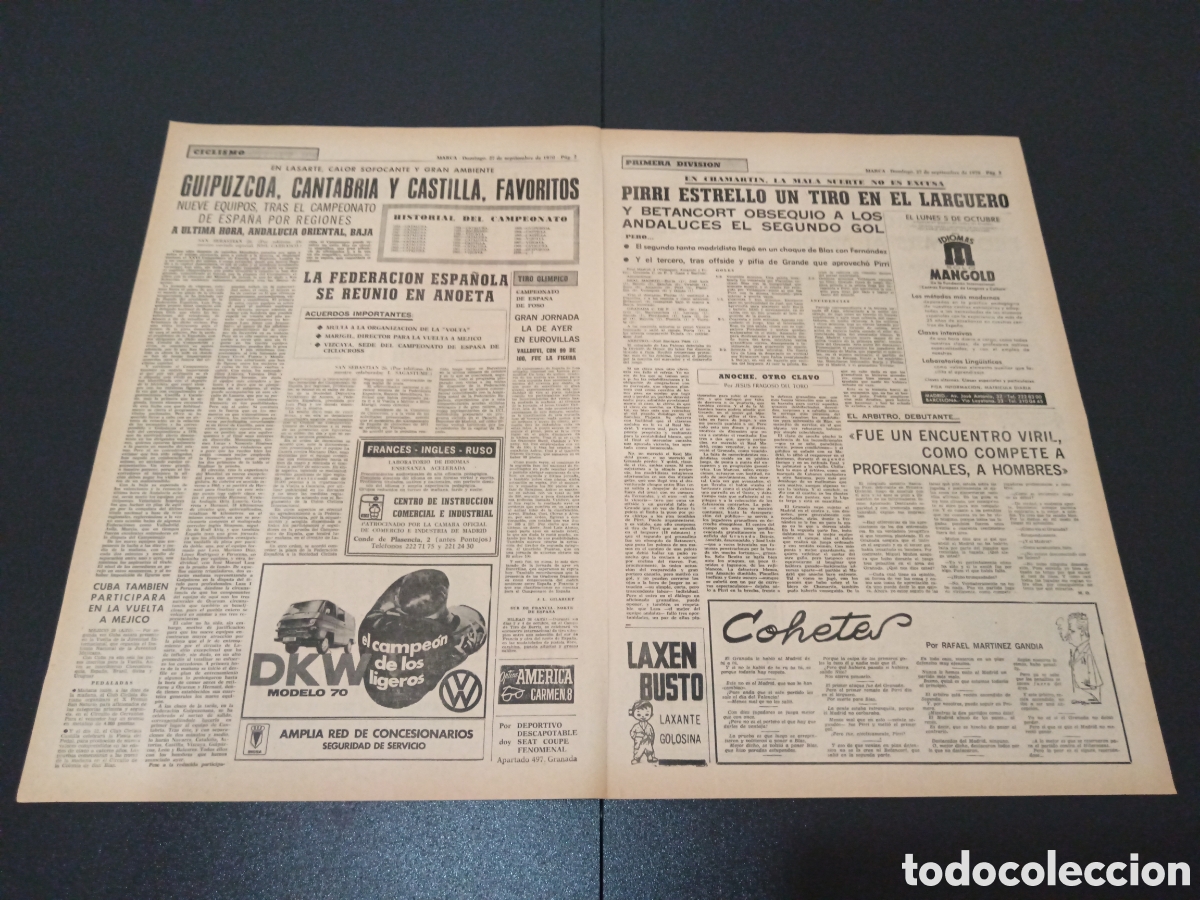 Coleccionismo deportivo: MARCA 27/09/1970 - Foto 2