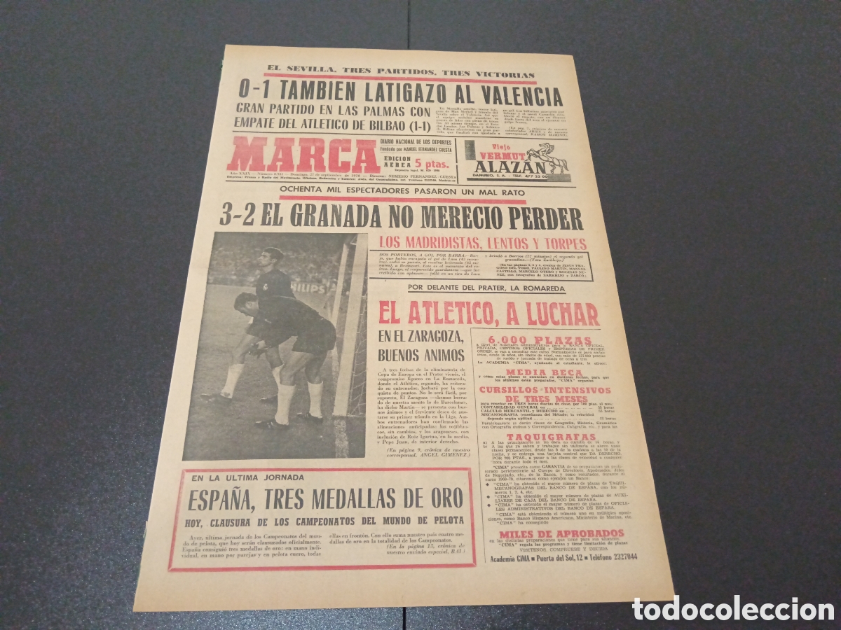 Coleccionismo deportivo: MARCA 27/09/1970 - Foto 1
