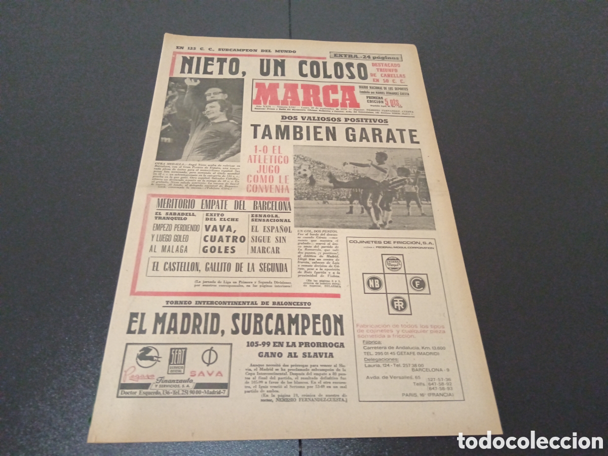 Coleccionismo deportivo: MARCA 28/09/1970 - Foto 1