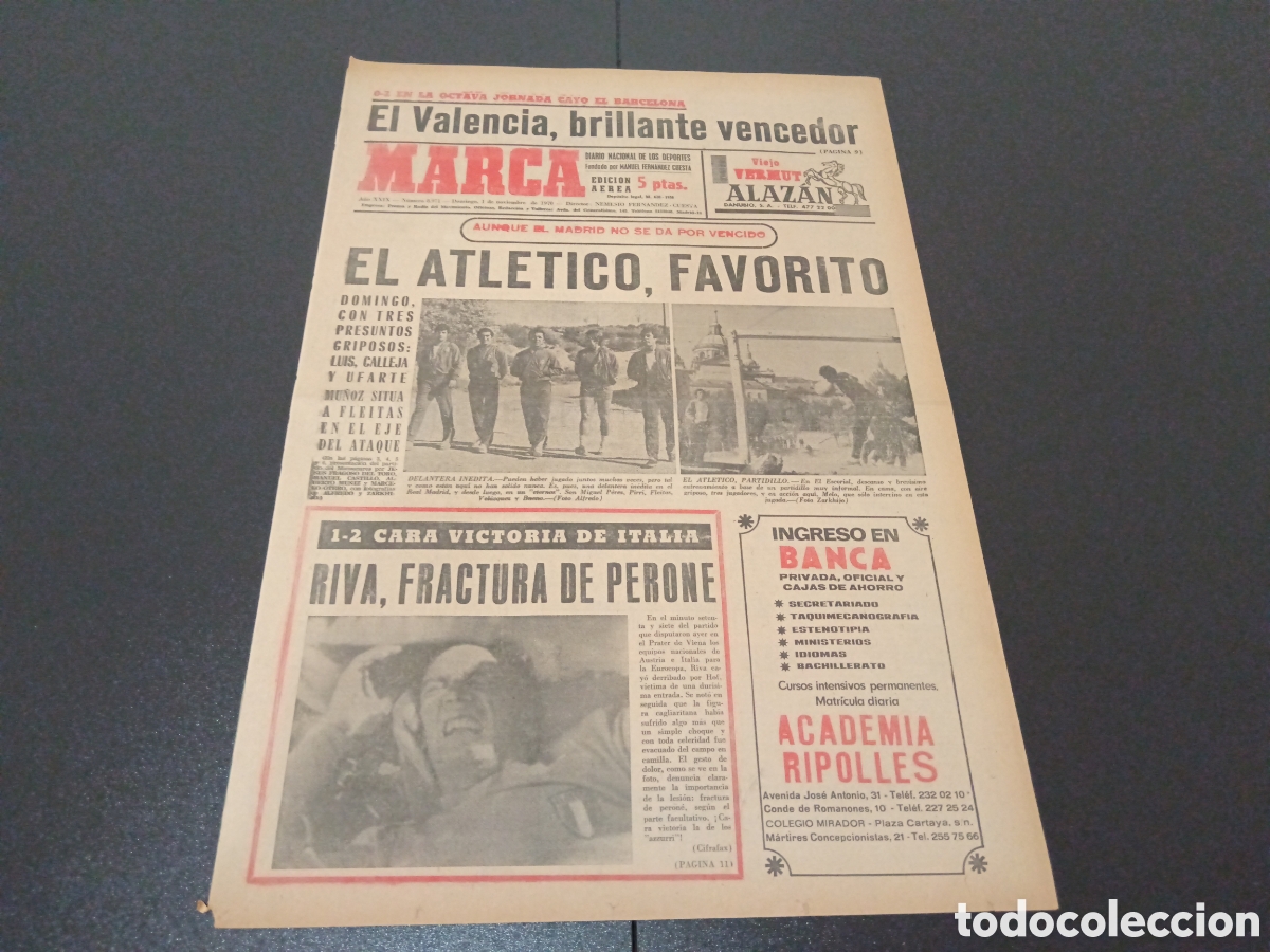 Coleccionismo deportivo: MARCA 01/11/1970 - Foto 1