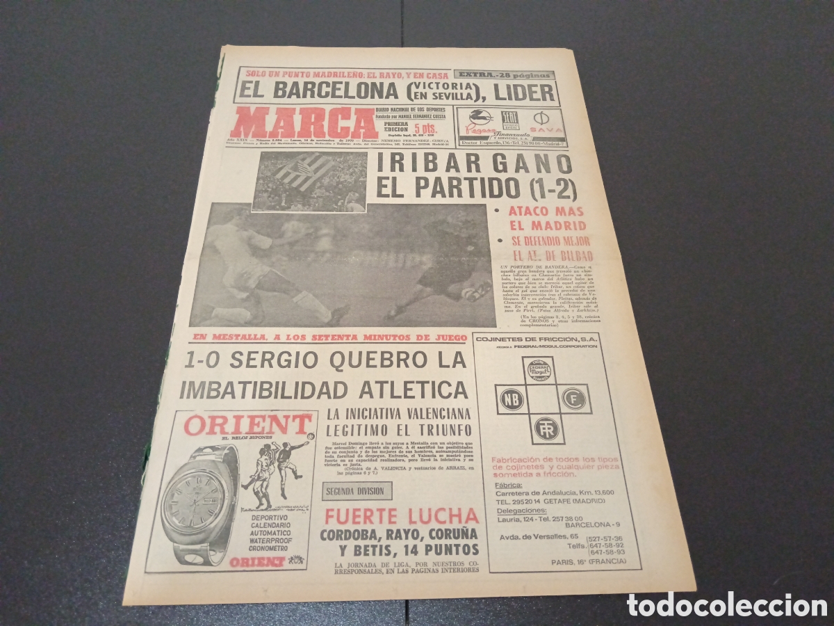 Coleccionismo deportivo: MARCA 16/11/1970 - Foto 1