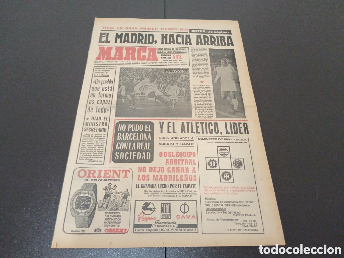 Coleccionismo deportivo: MARCA 30/11/1970 - Foto 1