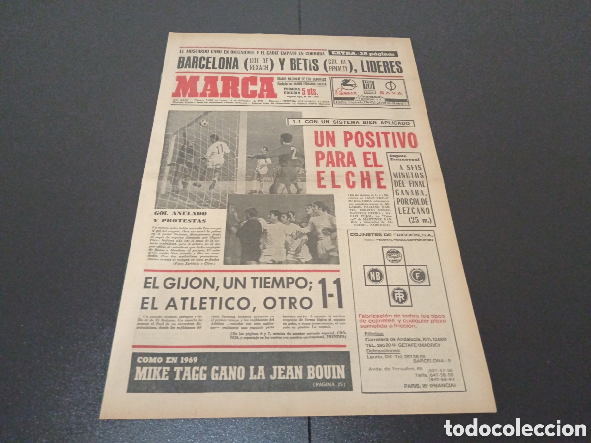 Coleccionismo deportivo: MARCA 14/12/1970 - Foto 1