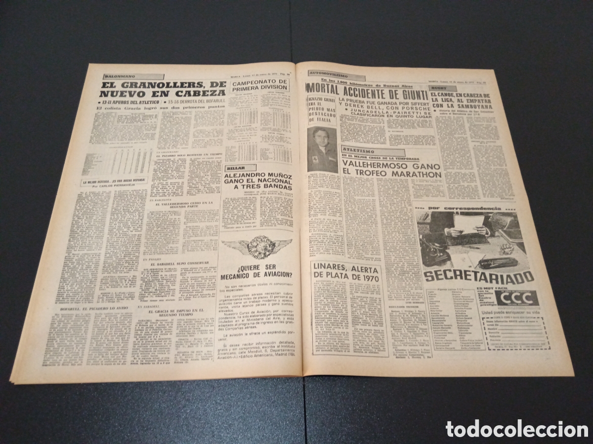 Coleccionismo deportivo: MARCA 11/01/1971 - Foto 11