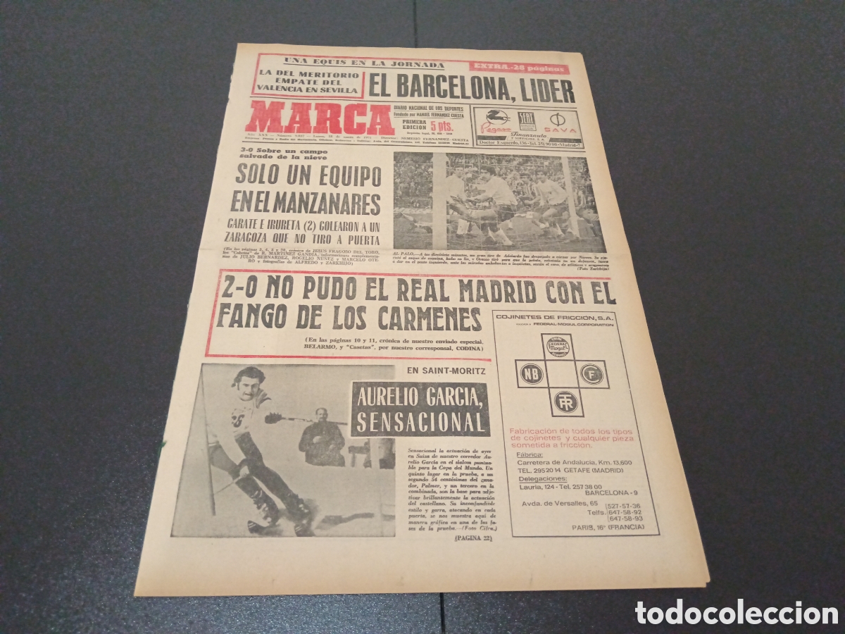 Coleccionismo deportivo: MARCA 18/01/1971 - Foto 1