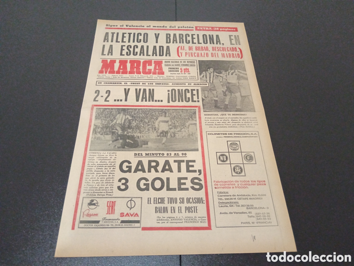 Coleccionismo deportivo: MARCA 08/02/1971 - Foto 1