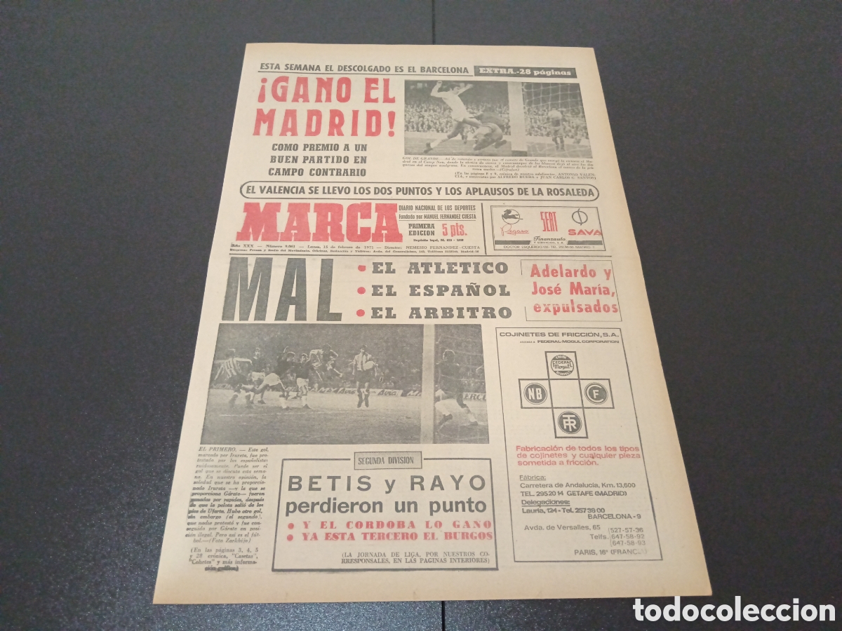 Coleccionismo deportivo: MARCA 15/02/1971 - Foto 1