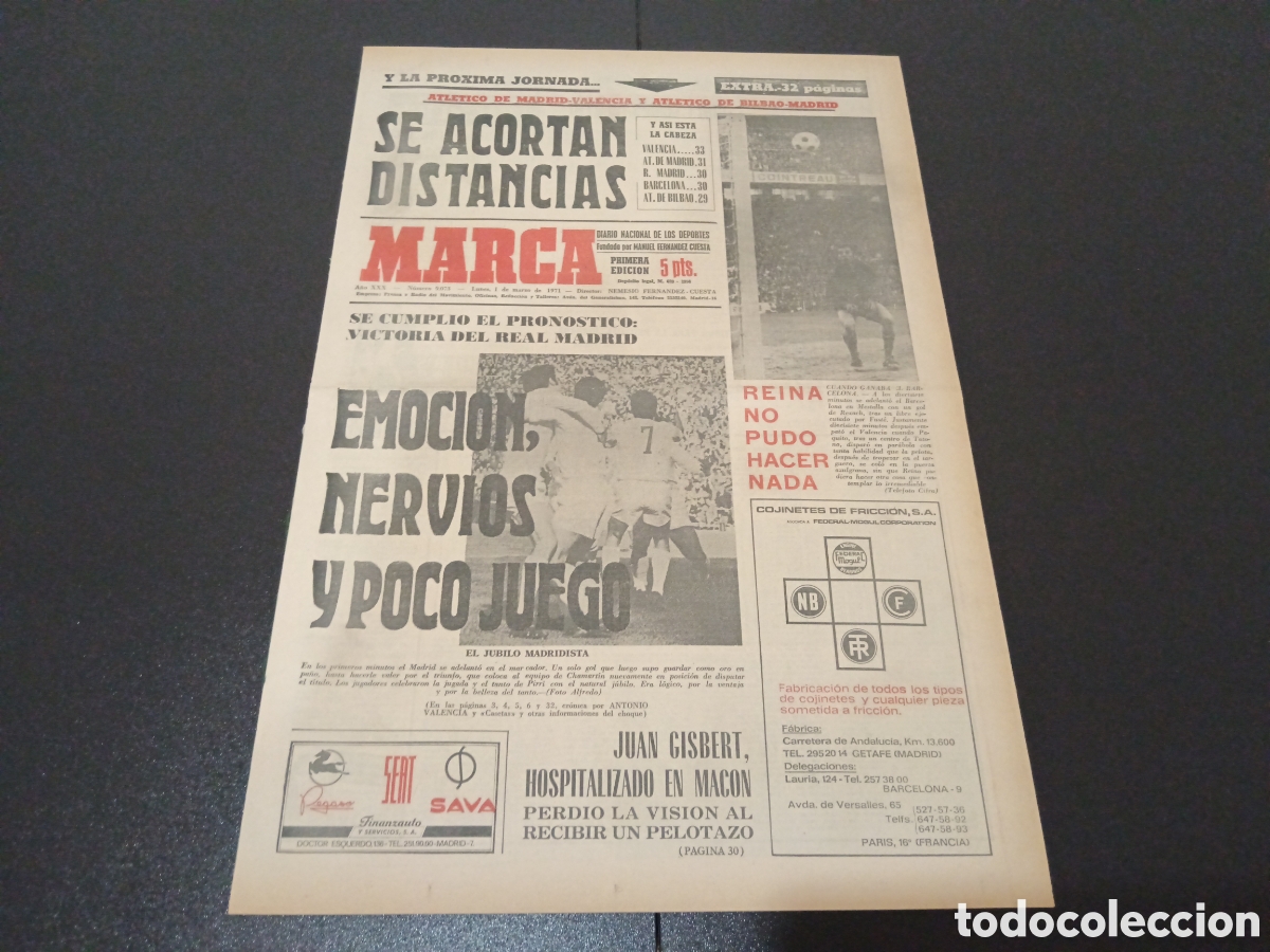 Coleccionismo deportivo: MARCA 01/03/1971 - Foto 1