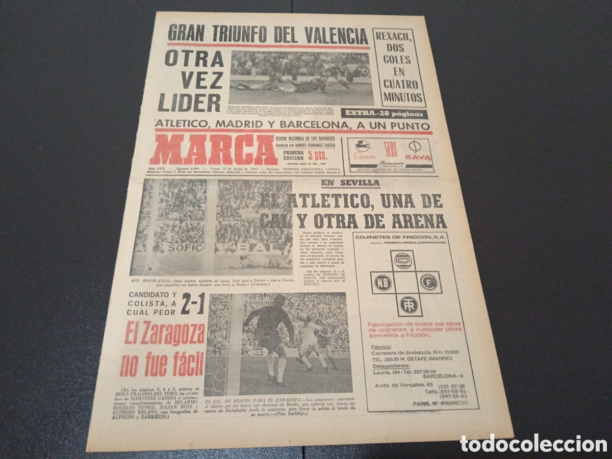 Colecionismo desportivo: MARCA 15/03/1971