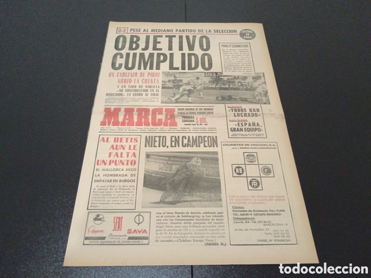 Coleccionismo deportivo: MARCA 10/05/1971 - Foto 1
