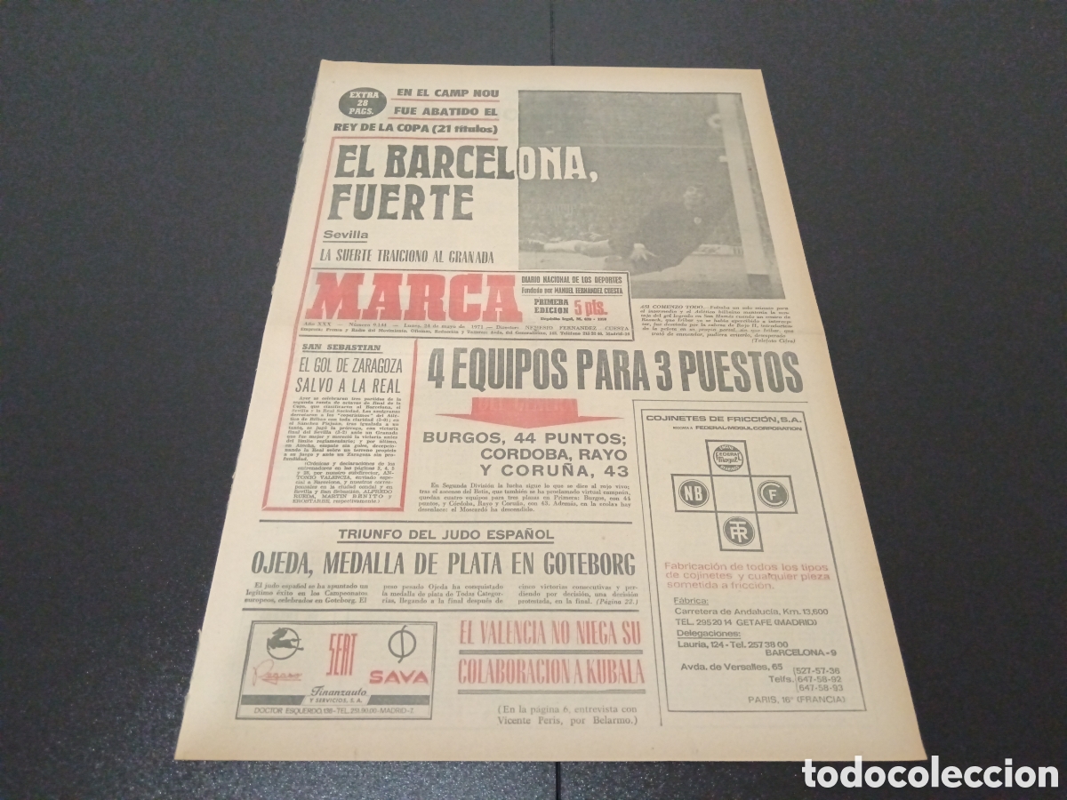 Coleccionismo deportivo: MARCA 24/05/1971 - Foto 1