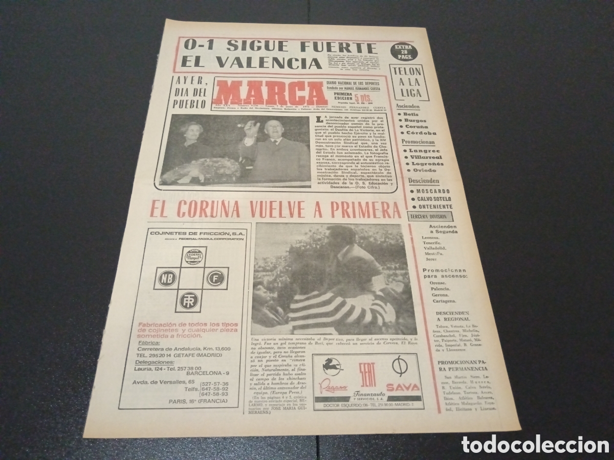 Coleccionismo deportivo: MARCA 07/06/1971 - Foto 1