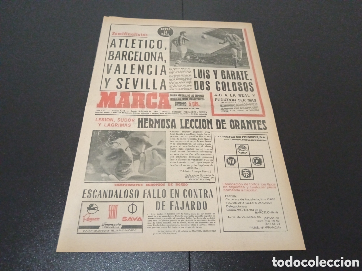 Coleccionismo deportivo: MARCA 14/06/1971 - Foto 1
