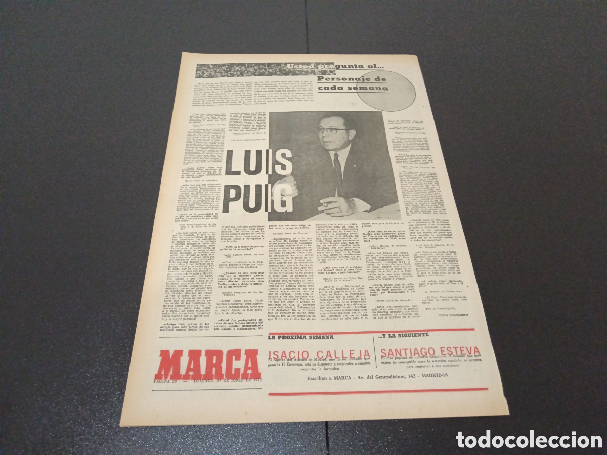 Coleccionismo deportivo: MARCA 27/06/1971 - Foto 7