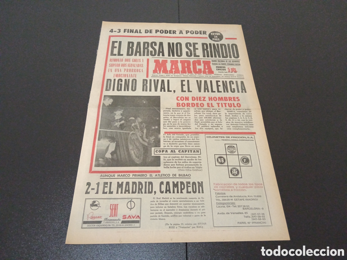 Coleccionismo deportivo: MARCA 05/07/1971 - Foto 1
