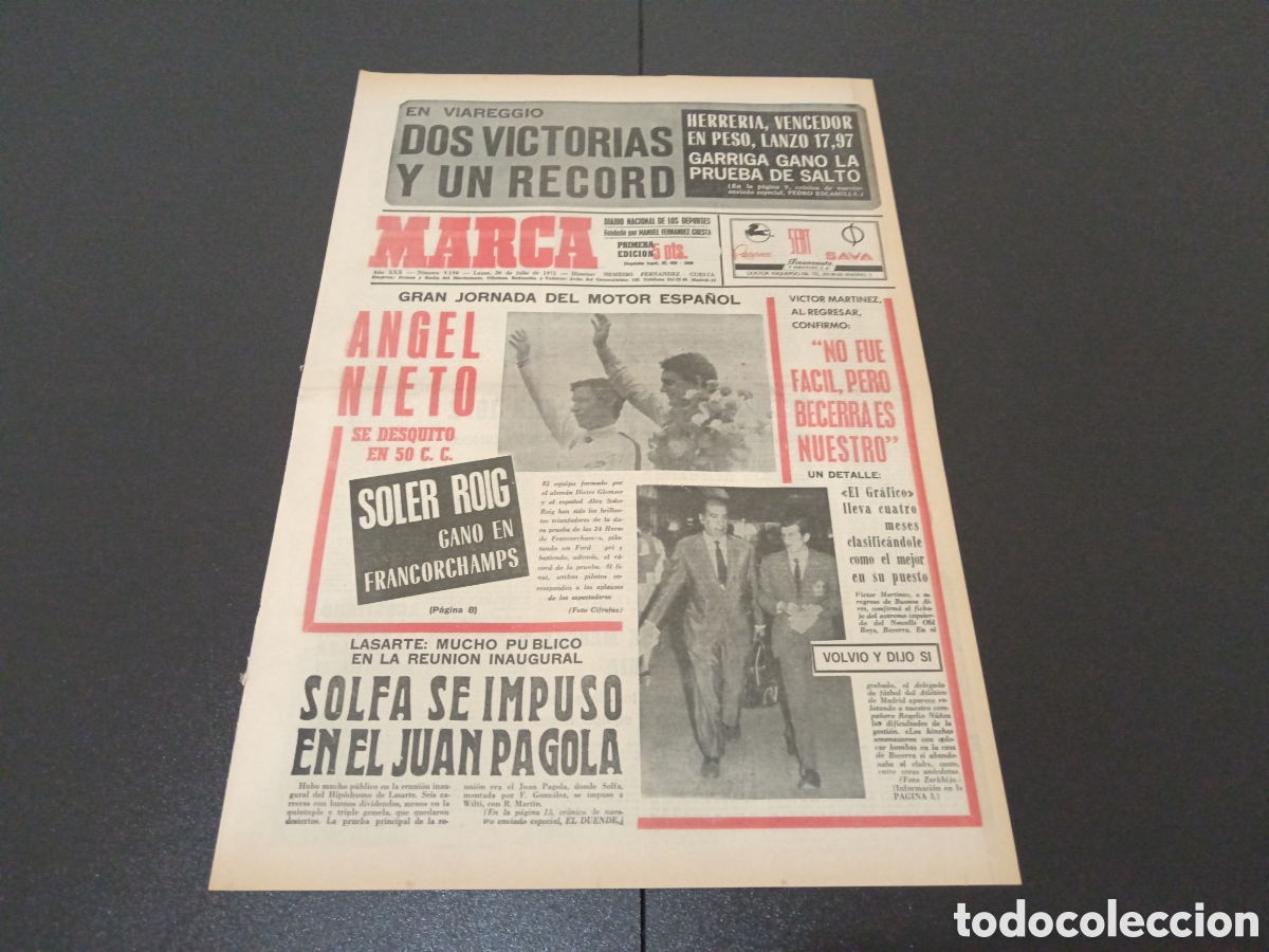 Coleccionismo deportivo: MARCA 26/07/1971 - Foto 1